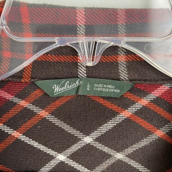 Woolrich Women's Brown Orange Plaid Button Down Shirt Jacket Shaket - Picture 2 of 7
